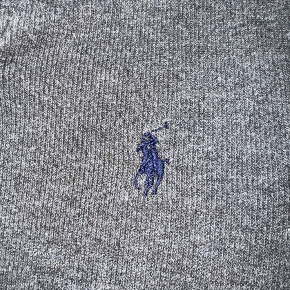Polo Ralph Lauren Sweater Mens L Gray Shawl Collar Button Pullover Pony Logo - Picture 6 of 8